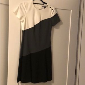 DKNY Black, Grey, White block dress NWT